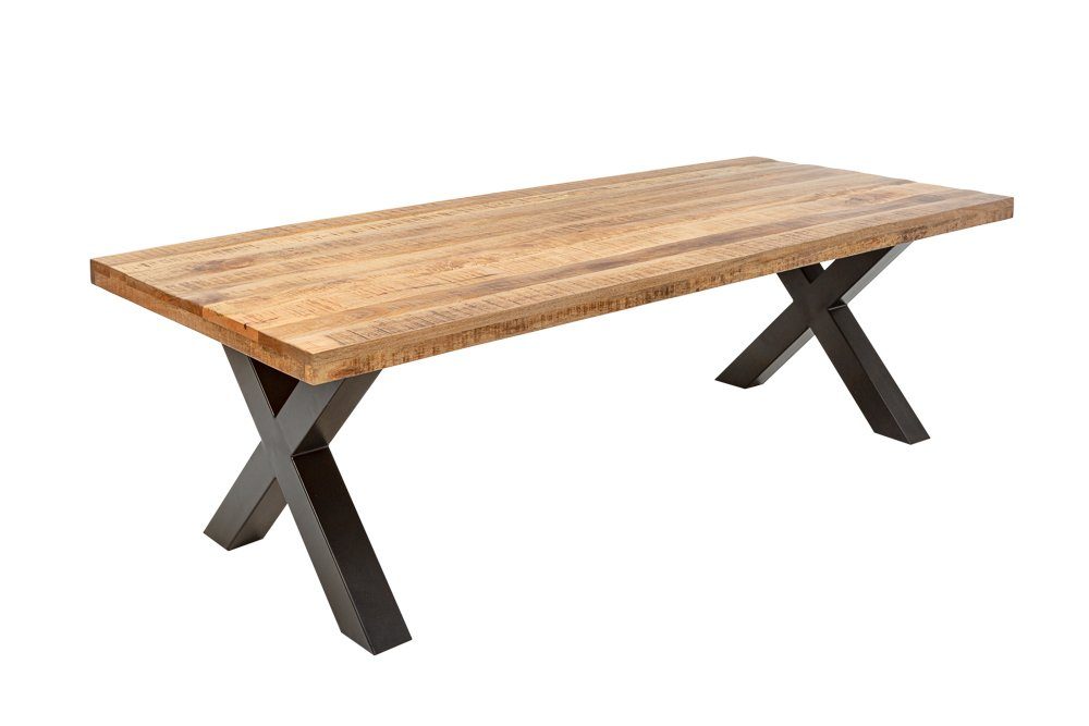 riess-ambiente Esstisch IRON CRAFT 200cm natur / schwarz (Einzelartikel, 1-St), Massivholz · Metall · X-Gestell · Mangoholz · Industrial