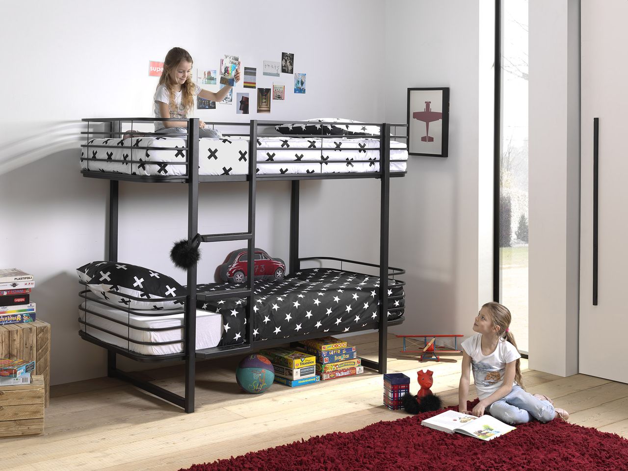 VIPACK Etagenbett Metall Oscar Schwarz