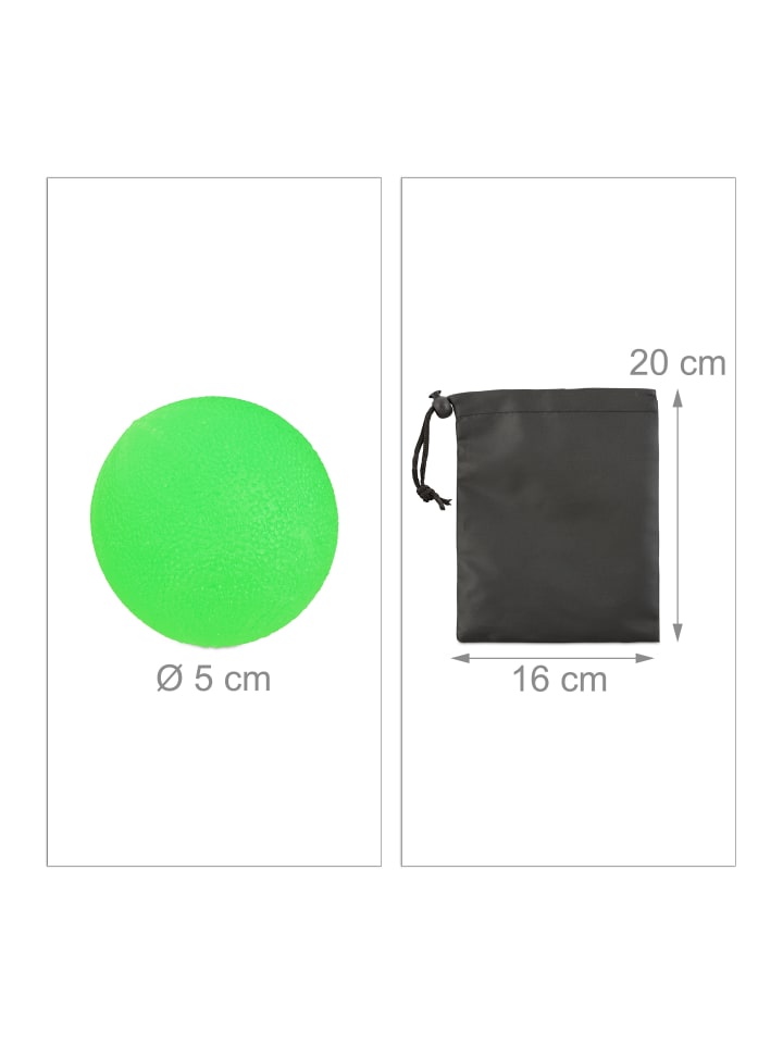 relaxdays 3er-Set: Fingertrainer Ball in Gelb/Rot/Grün günstig kaufen onesize