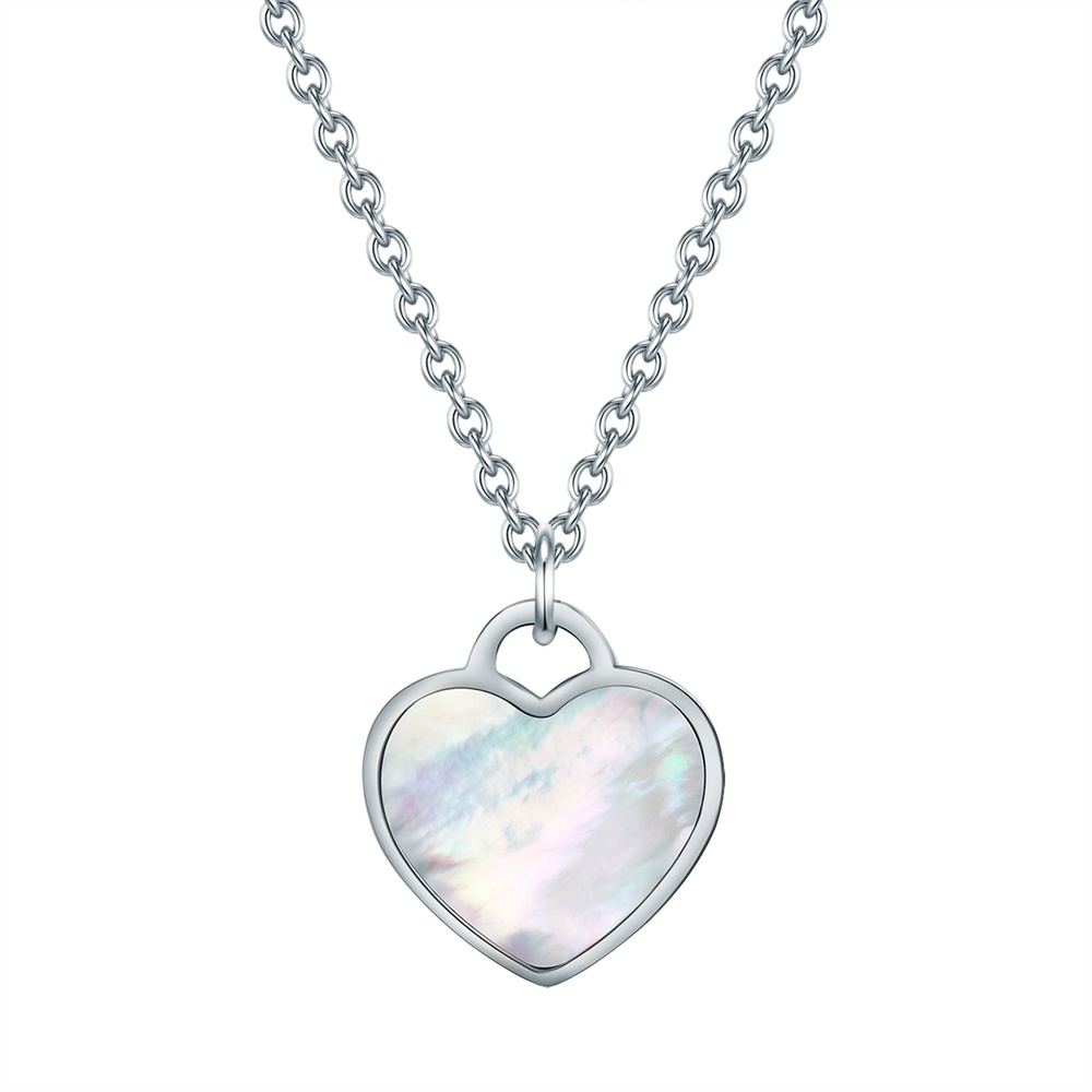 EASTSIDE Collier en acier inoxydé Coeur Acier inoxydable Nacre en Argent collier