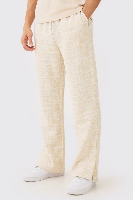 Lockere Jacquard-Jogginghose mit geteiltem Saum
