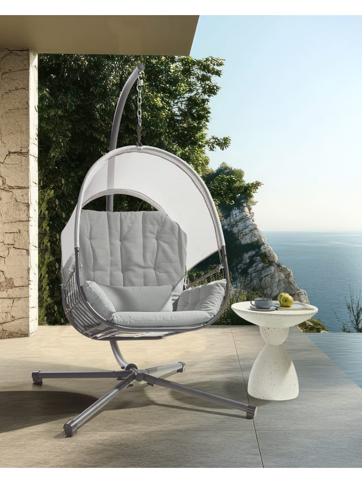 Beliani Hängesessel ALVIANO in Grau - (W) 98 x (H) 196 x (L) 136 cm günstig kaufen onesize