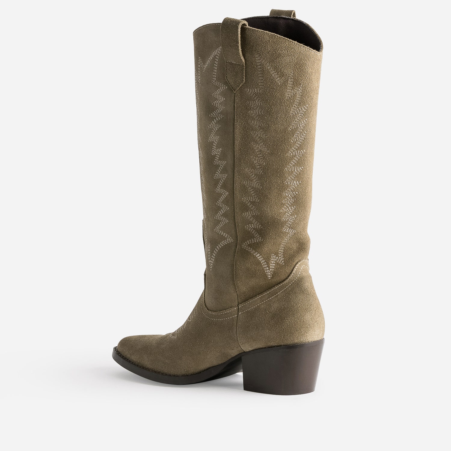 Botte taupe cuir velours éco-conçue esprit santiag