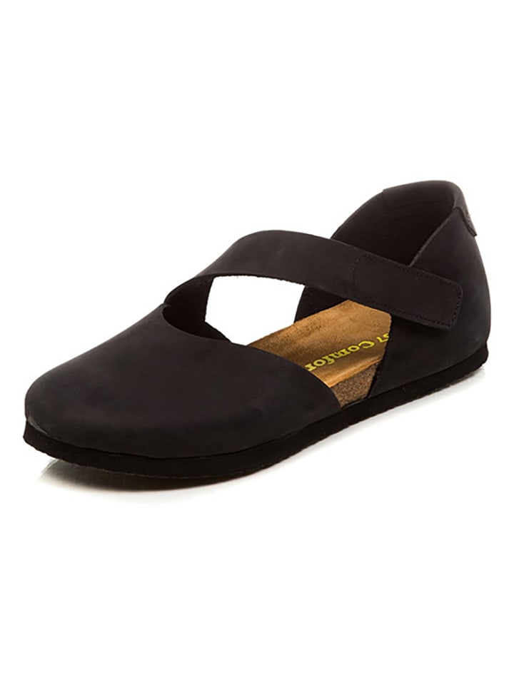 Comfortfusse Leder-Ballerinas in Schwarz günstig kaufen