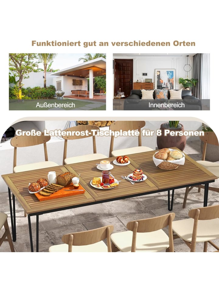 COSTWAY Gartentisch Akazienholz 200cm in Braun günstig kaufen onesize