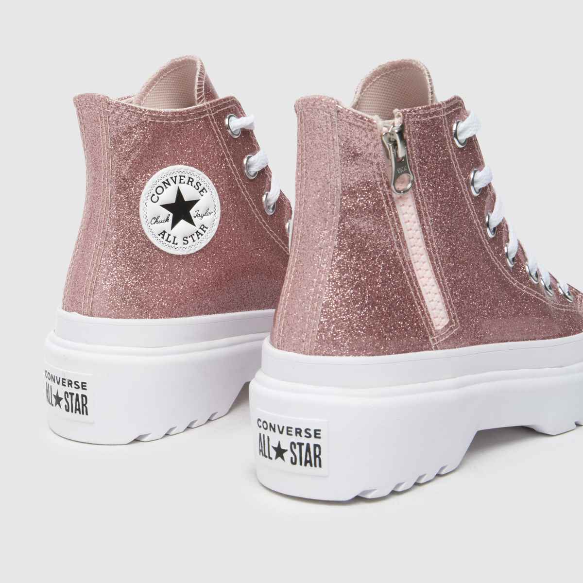 Converse roséguldfärgade all star lugged lift glitter flickor ungdomsskor