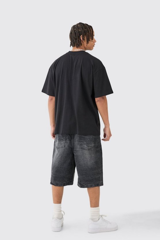 Kastiges Oversize T-Shirt mit Totenkopf-Print