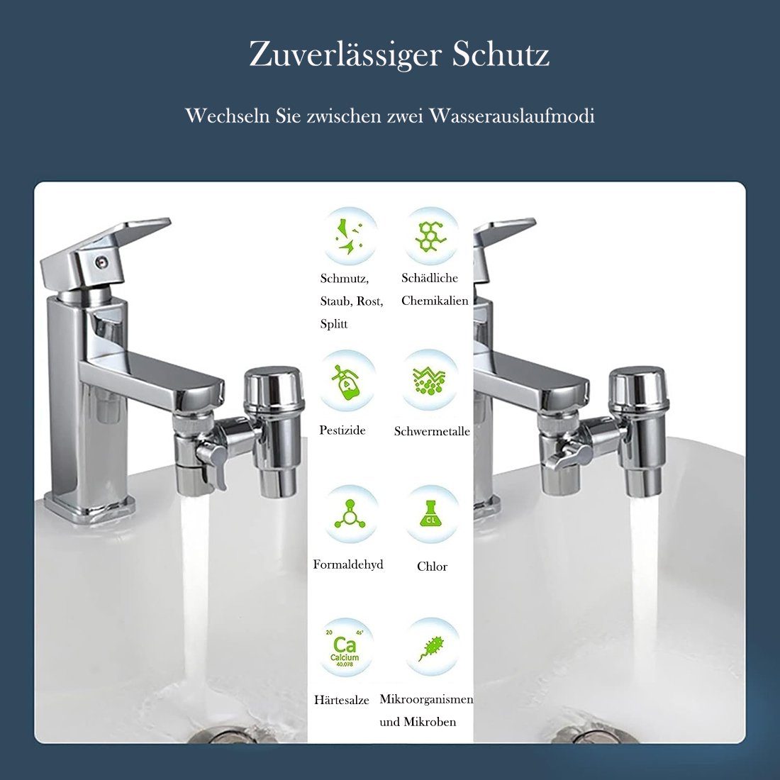 YYV Filterpumpen Filterhähne, Wasserhahnfilter drehbar multifunktional (1 St), Verlängerungshahn für 20/22/24 mm Küchen-/Badewasserhähne