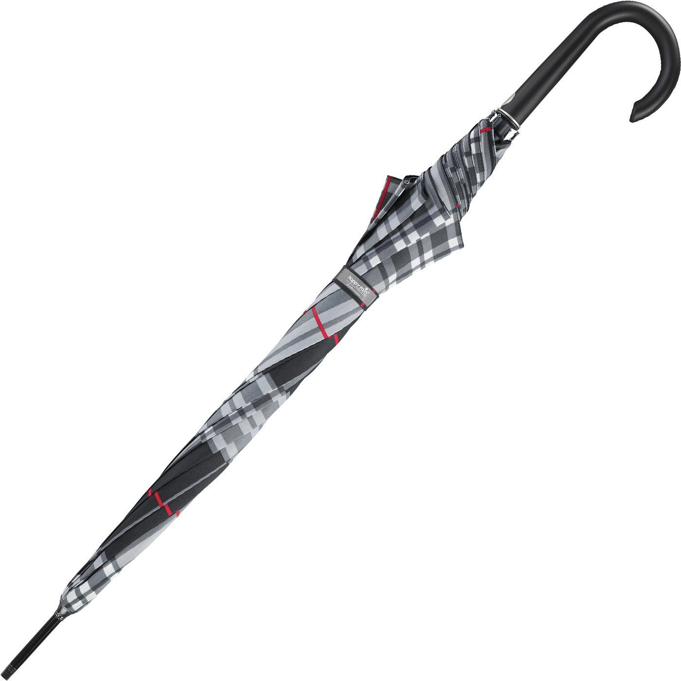happy rain® selection Langregenschirm große, stabil, mit Auf-Automatik, Karo schwarz, windsicher durch revolutionäre Kinematic-Gelenke