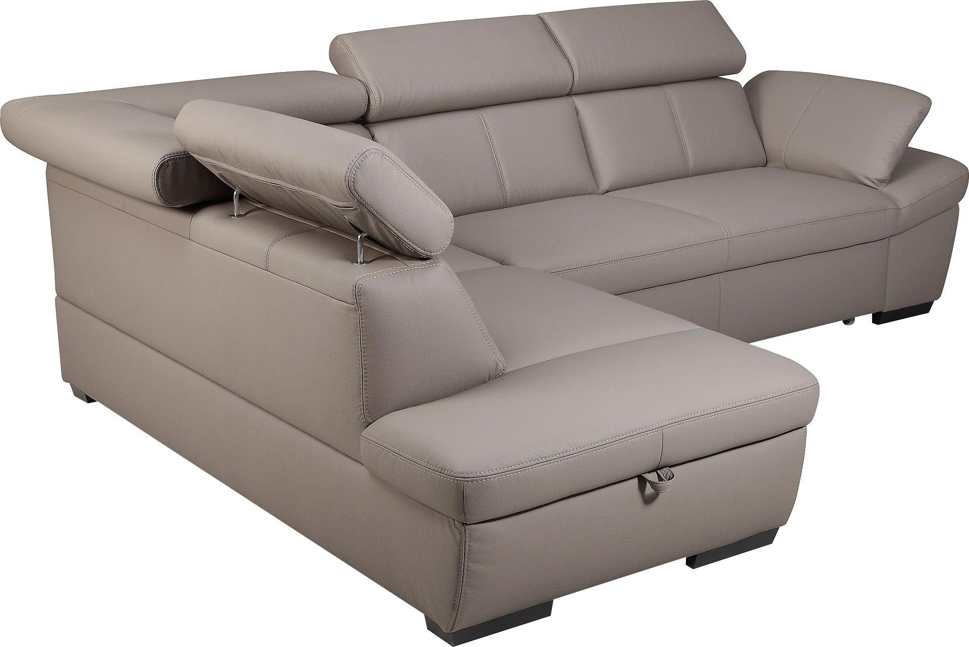 exxpo - sofa fashion Ecksofa Salerno, inklusive Kopfteil- und Armteilverstellung, wahlweise mit Bettfunktion