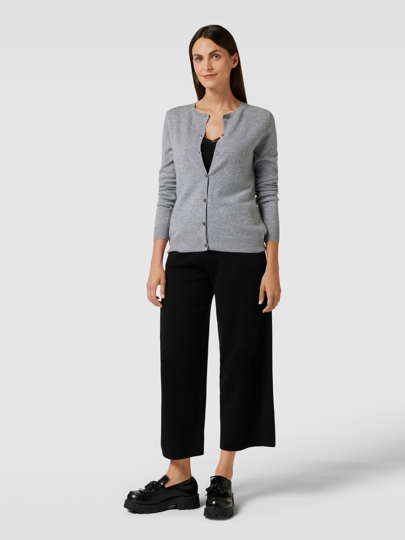 Strickjacke aus Kaschmir mit Knopfleiste in mittelgrau meliert