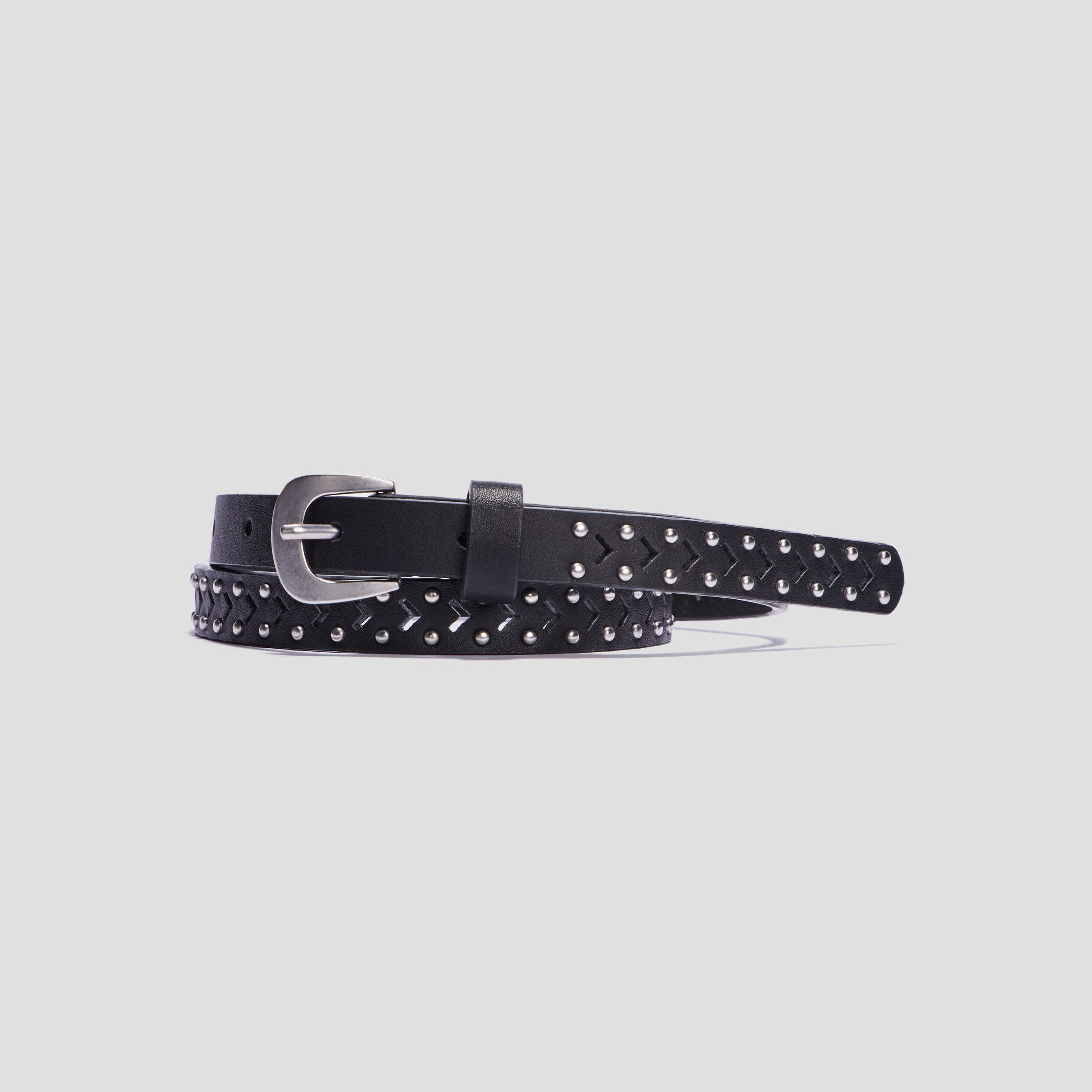 Ceinture perforée à clous noir fille | La Halle