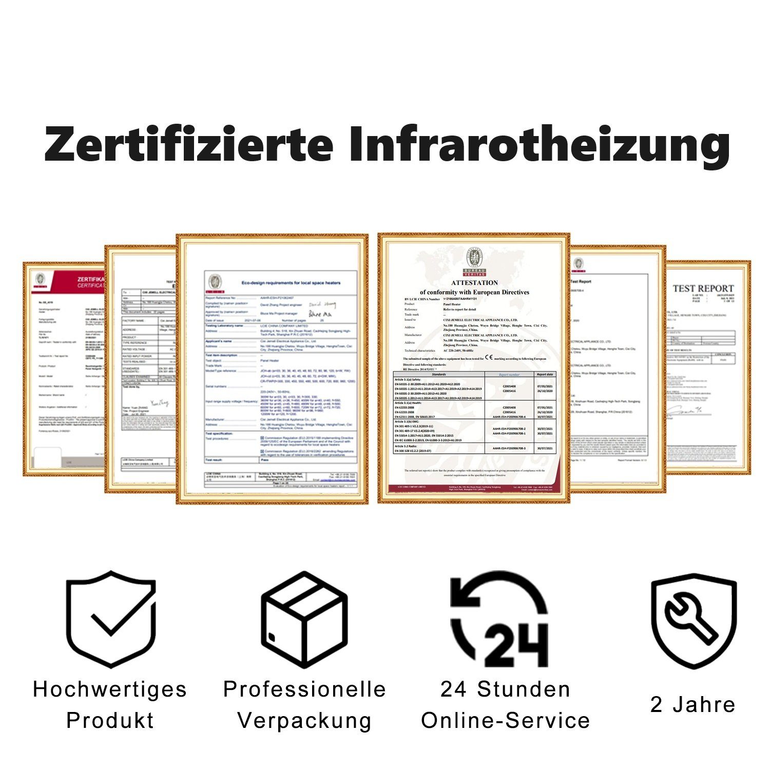 Nettlife Infrarotheizung mit thermostat 450/600/720W Wandmontage Infrarot Wandheizung, Energiesparend Elektroheizkörper mit Fernbedienung