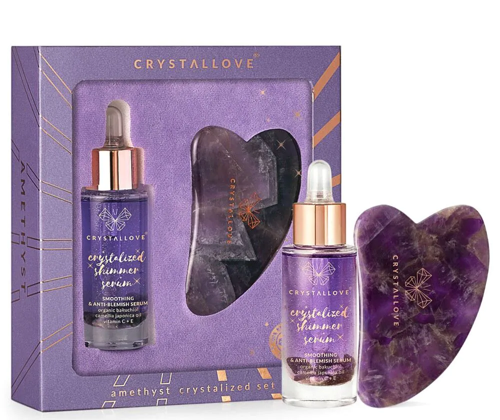 Crystallove Amethyst Ansigtsserum + Gua Sha Massageplade