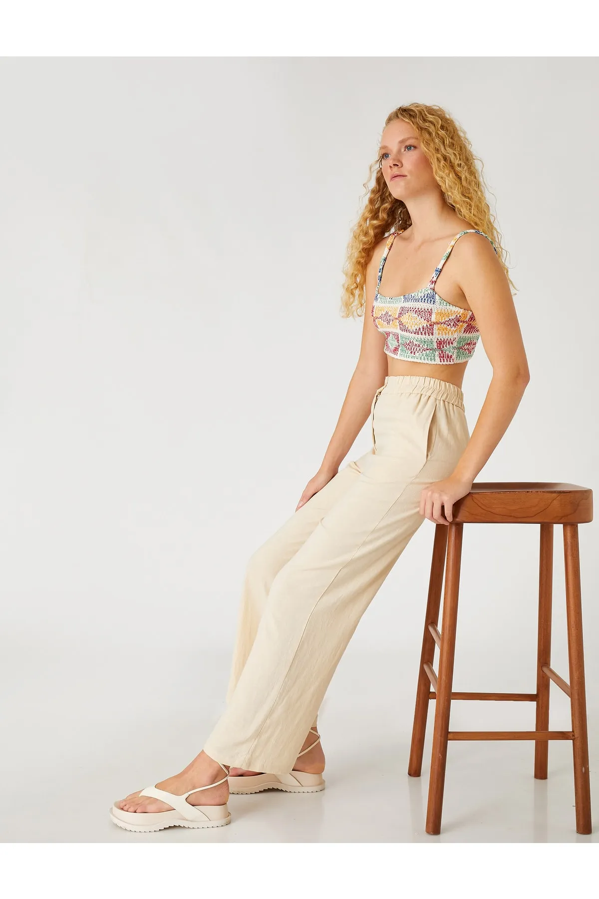 Koton  Leinenhose mit weitem Bein