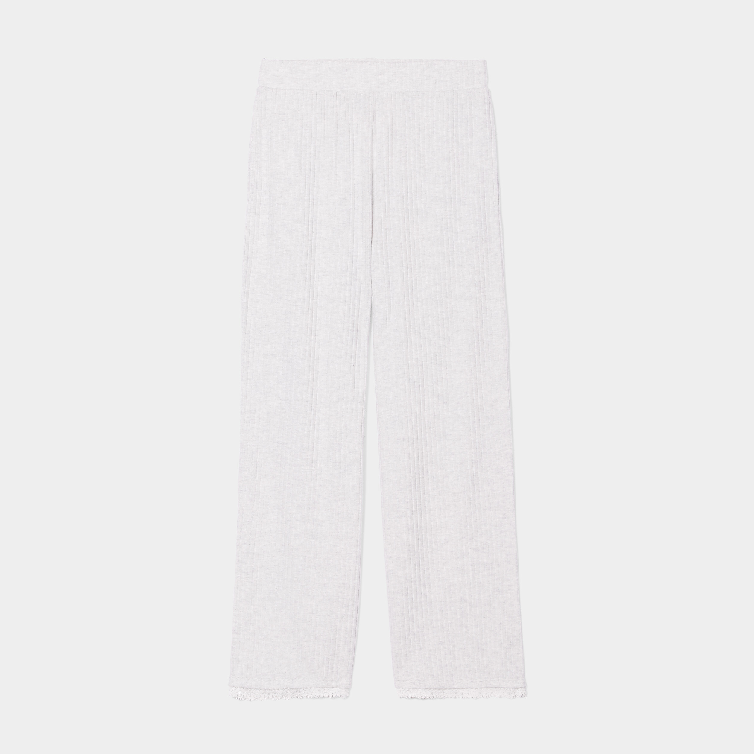 Bas de pyjama pantalon côtelé gris clair femme | La Halle
