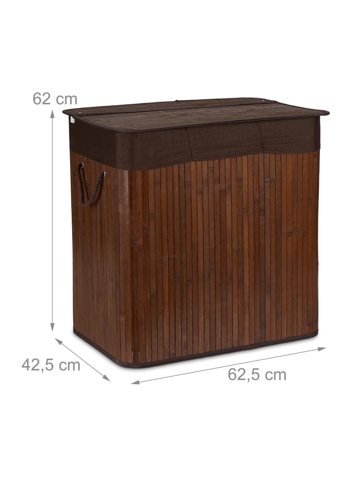 relaxdays Wäschekorb in Braun - (B)62,5 x (H)62 x (T)42,5 cm günstig kaufen onesize