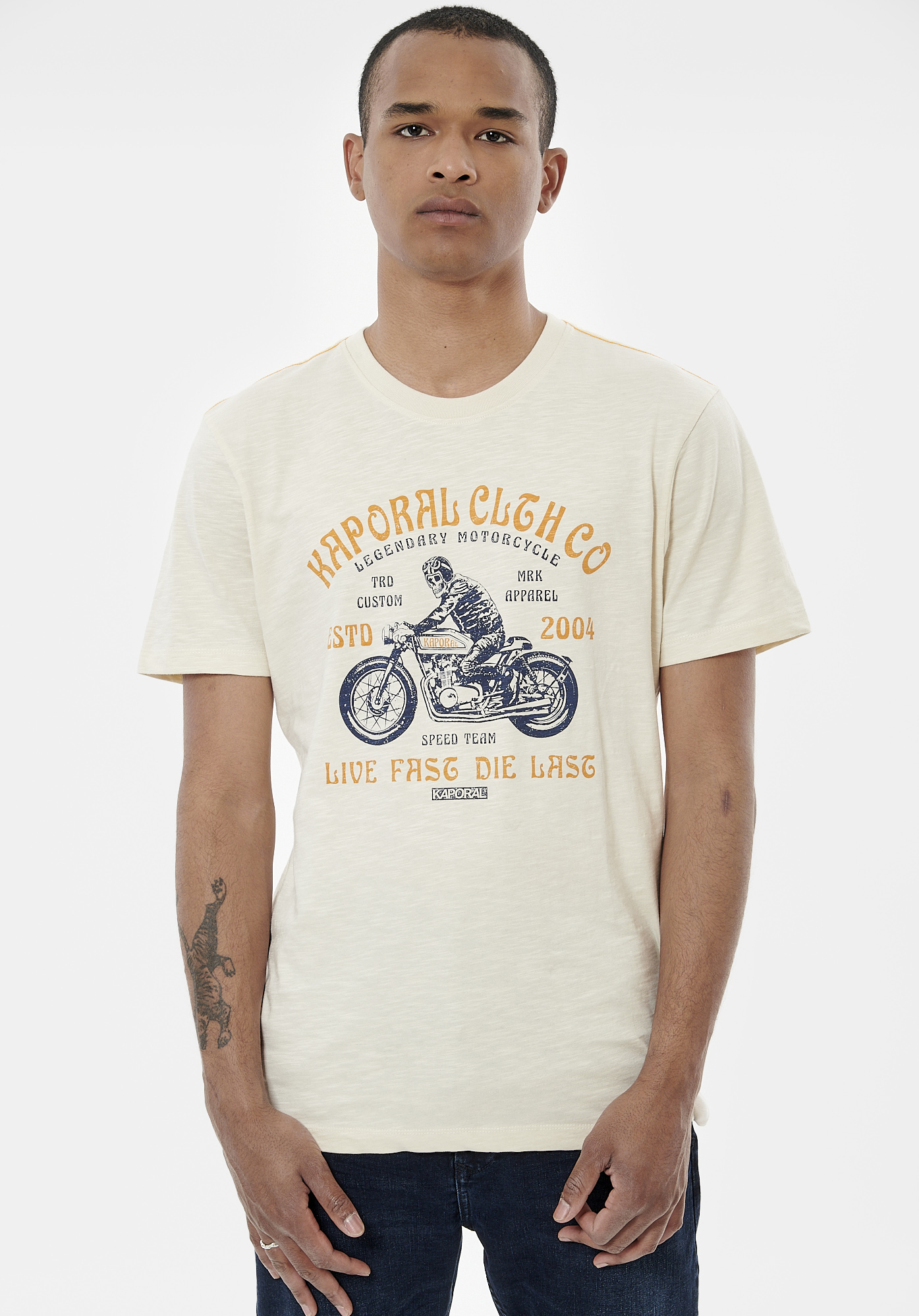 BIKE   T-shirt beige homme 100% coton