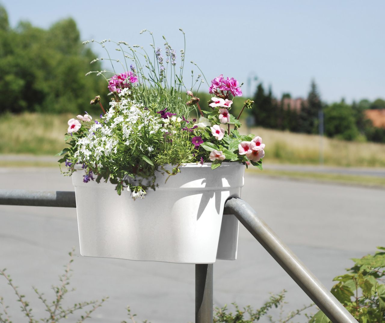 KHW KHW Geländerblumentopf Flowerclip XL, 2er Set, weiß