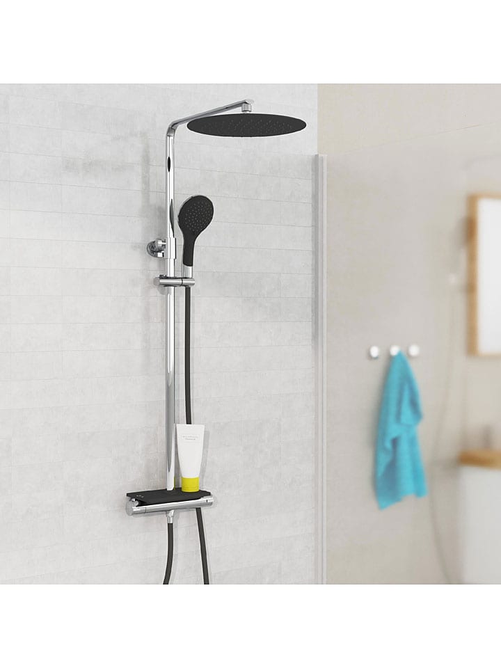 Schütte Überkopfbrauseset mit Thermostat-Armatur ''Grande Vita'' in Silber/ Schwarz günstig kaufen onesize