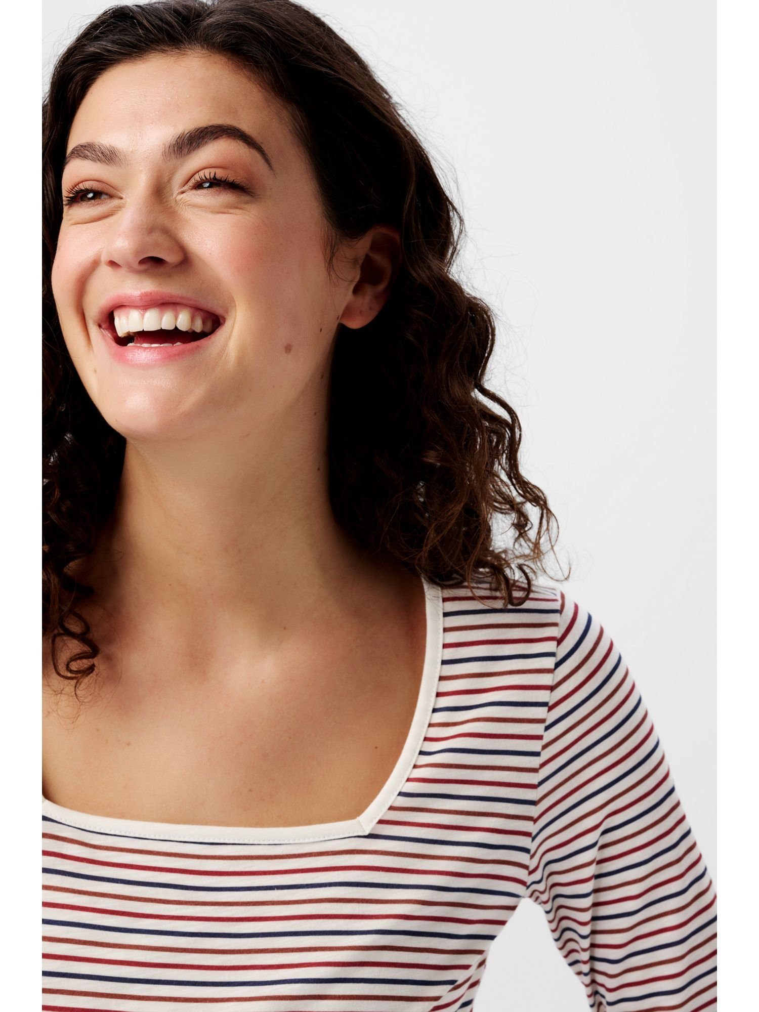 ESPRIT maternity Umstandsshirt Gestreiftes Umstandstop mit Karree-Ausschnitt