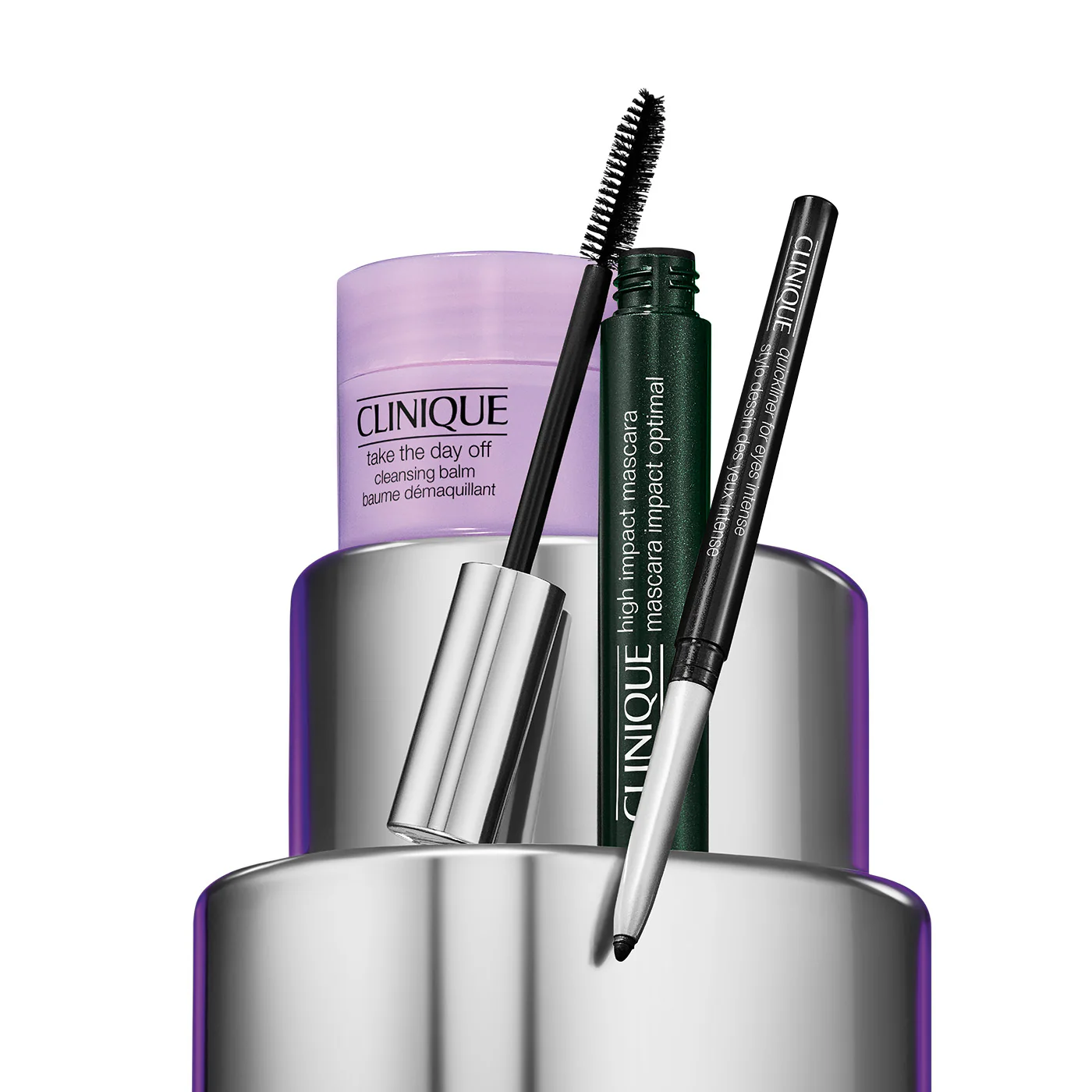 Set rimel - Clinique Eye Essentials: Gene cu impact puternic - Cutie de machiaj, rimel, creion de ochi