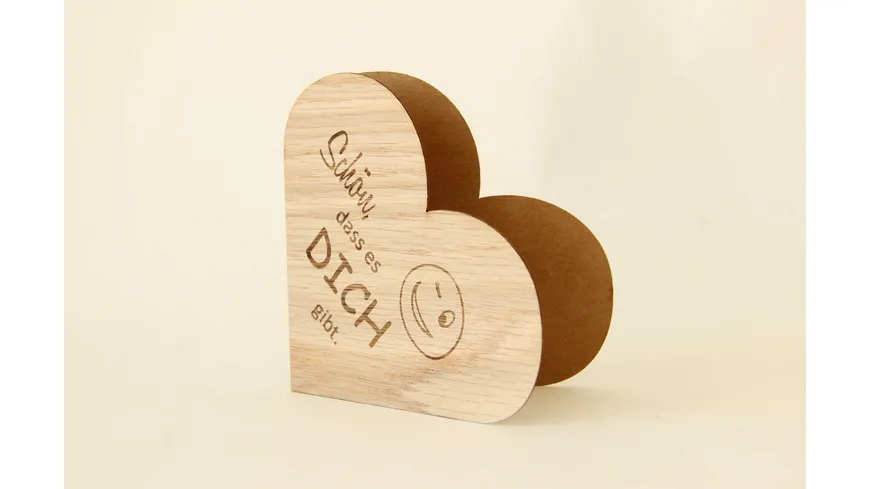 Original Holzgrußkarte - Herzkarte mit Spruch