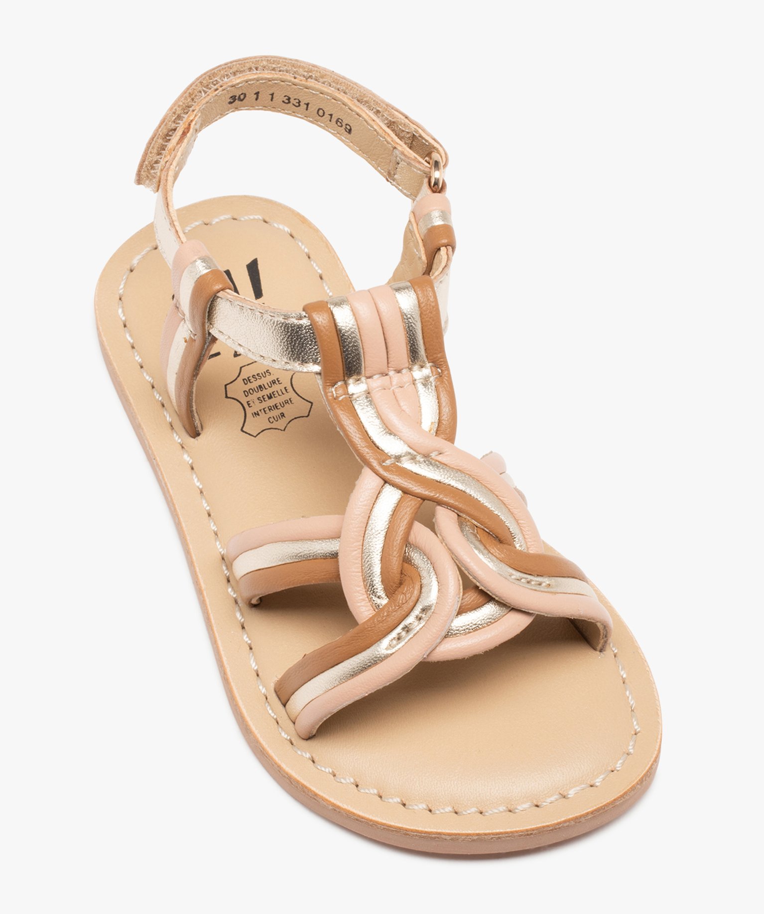 Sandales bébé fille en cuir à brides tressées effet mét... multicolore | GEMO