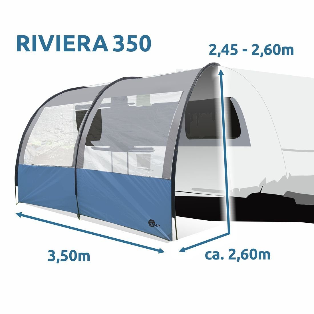 yourGEAR Vorzelt yourGEAR Riviera 350 Vorzelt Wohnwagen Wohnmobil 3,5 x 2,6m UV 50+, Personen: 0