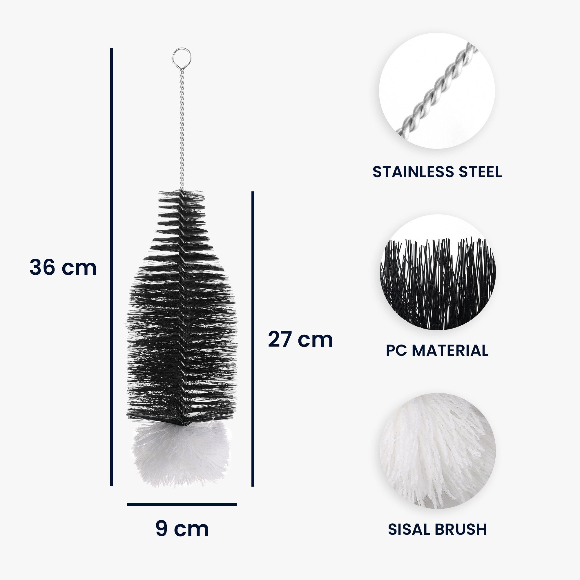 kwmobile Reinigungsbürste Bürste für SodaStream Crystal 2.0 DUO Terra, Spülbürste für Flaschen Vasen Gefäße Flaschenbürste für Wassersprudler