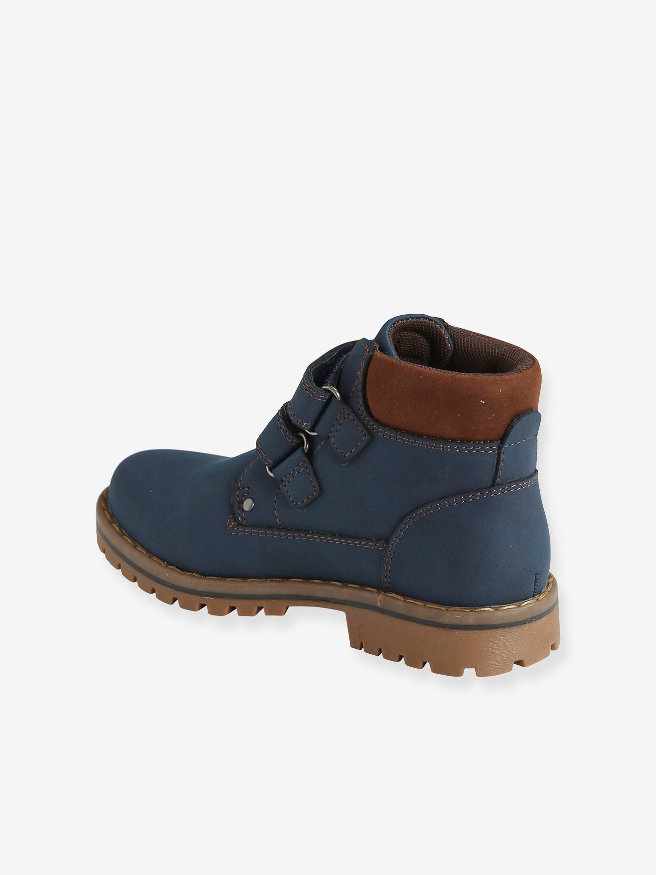Bottines montantes scratchées garçon marine grisé