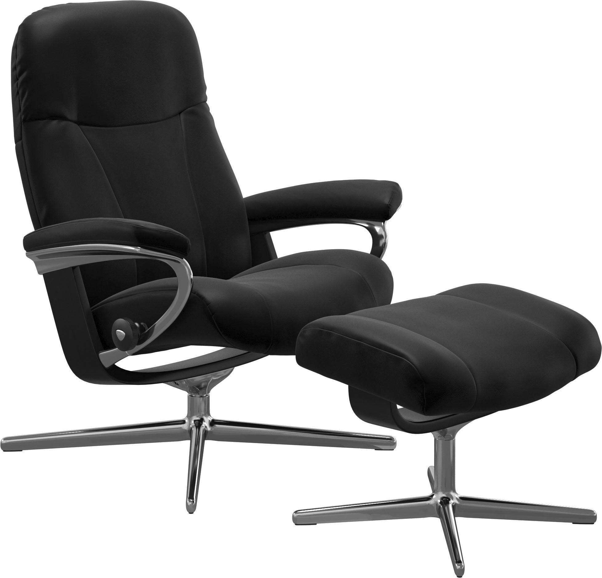 Stressless® Relaxsessel Garda (Set, Relaxsessel mit Hocker), mit Hocker, mit Cross Base, Größe M & L, Holzakzent Schwarz