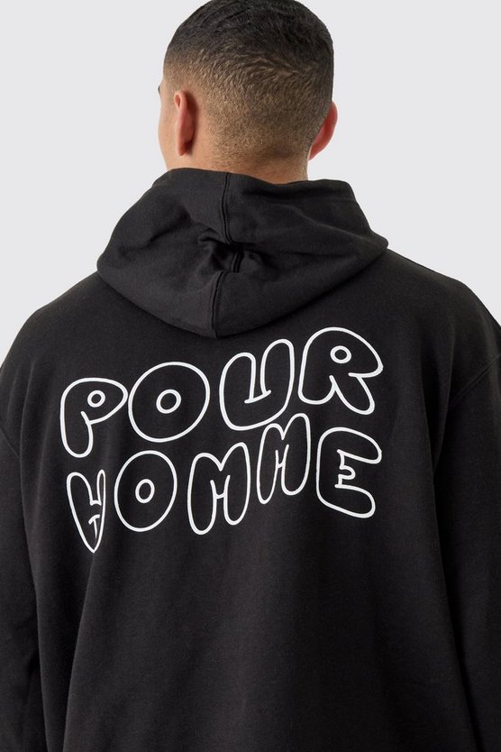 Oversize Hoodie mit Pour Homme Print