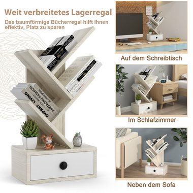 COSTWAY Bücherregal, stehend, in Baumform, mit Schublade, Holz, 30x17,5x60cm