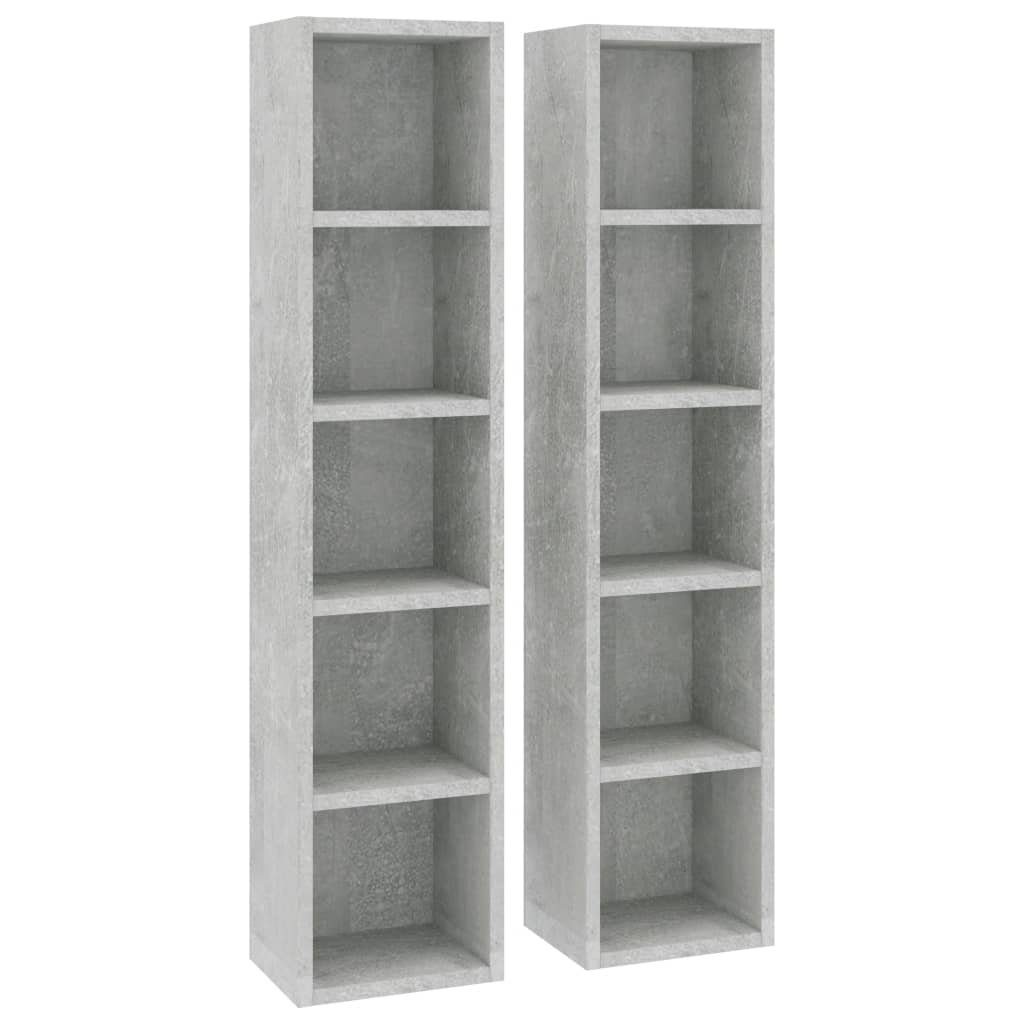 vidaXL Regal CD-Regale 2 Stk Betongrau 21x16x93,5 cm Spanplatte