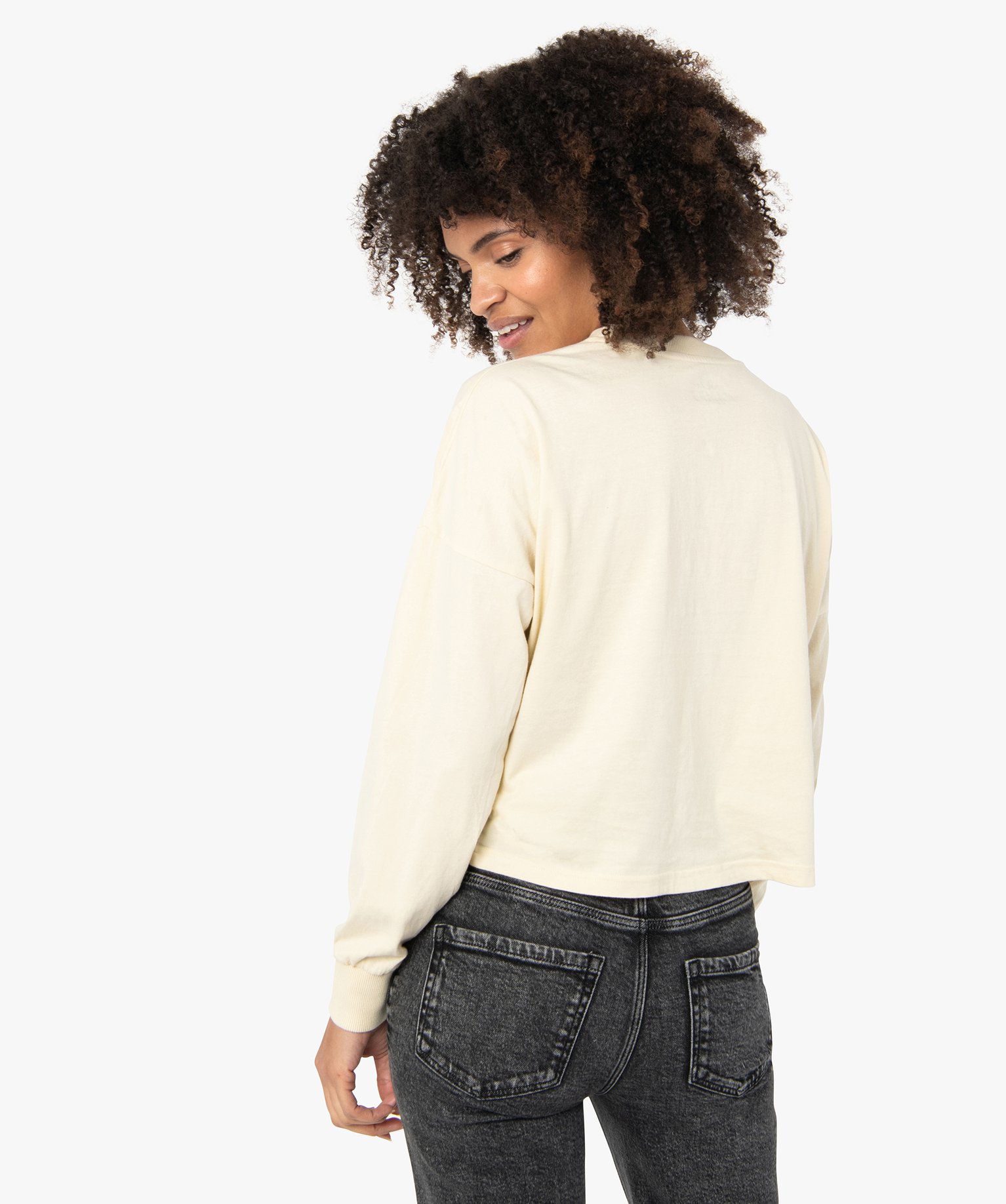 Tee-shirt femme court à manches longues – Camps United gris clair | GEMO