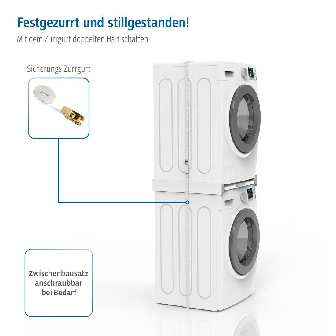Xavax Zwischenbaurahmen für Waschmaschinen und Trockner inkl. Zurrgurt, Mit Auszug als Ablage