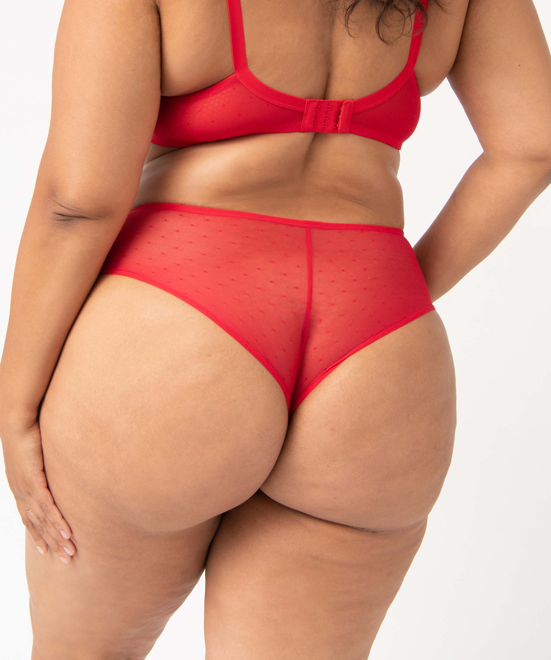 Shorty en dentelle et tulle femme grande taille rouge | GEMO
