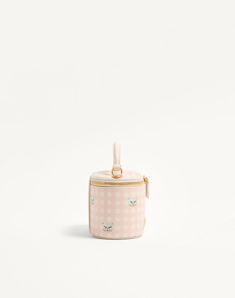 Le Chat De La Maison Mini Vanity Bag Assinatura VLogo em couro de bezerro Granato