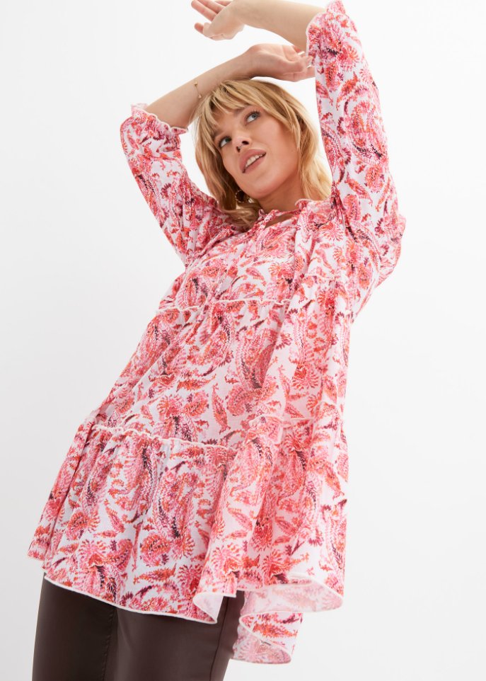 Shirt-Tunika mit Volant