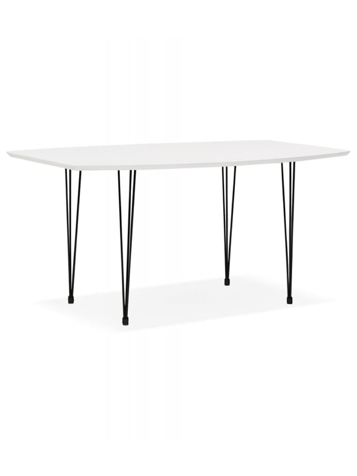 KADIMA DESIGN Ausziehbarer Esstisch aus Holz und Metall | Weiß Schwarz in Weiß-Schwarz günstig kaufen onesize
