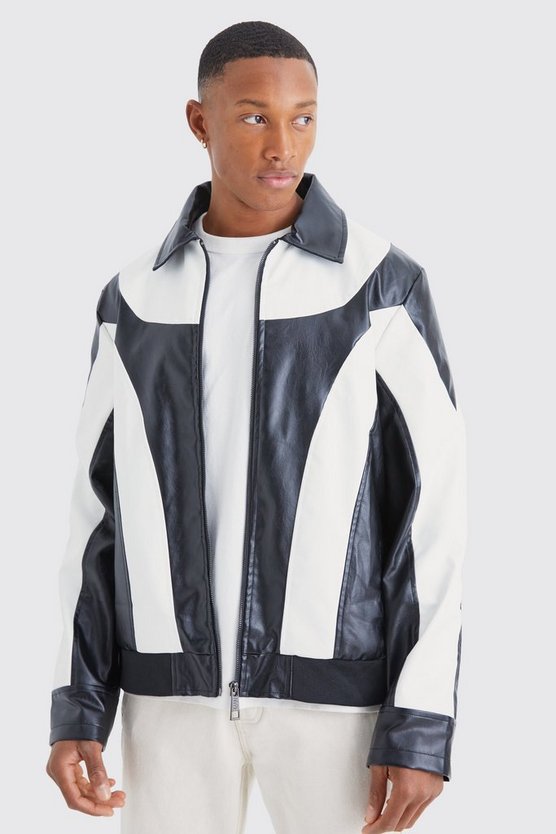 Colorblock Moto PU-Jacke