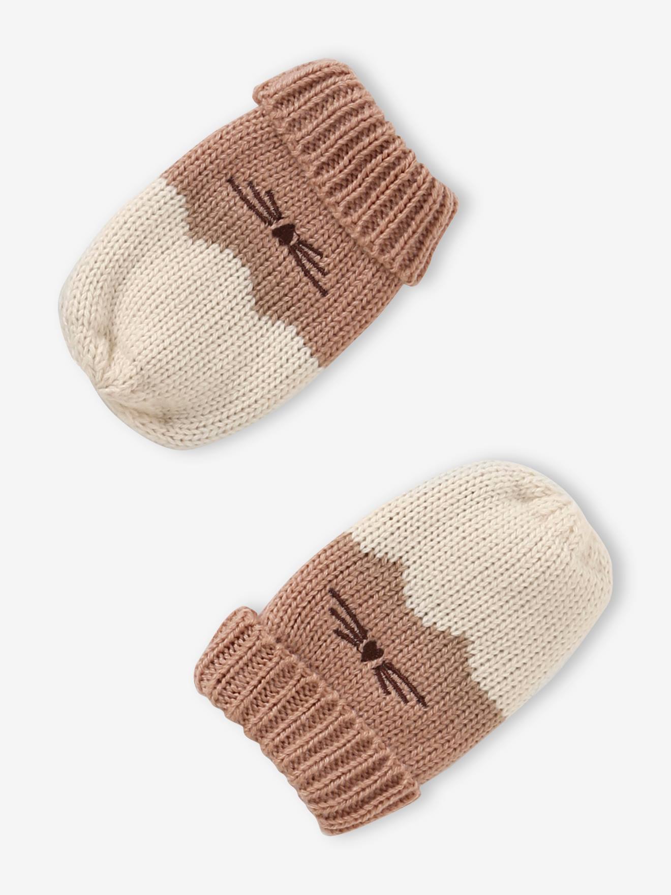 Vertbaudet Mädchen Baby-Set: Mütze, Schal & Fäustlinge - wollweiß