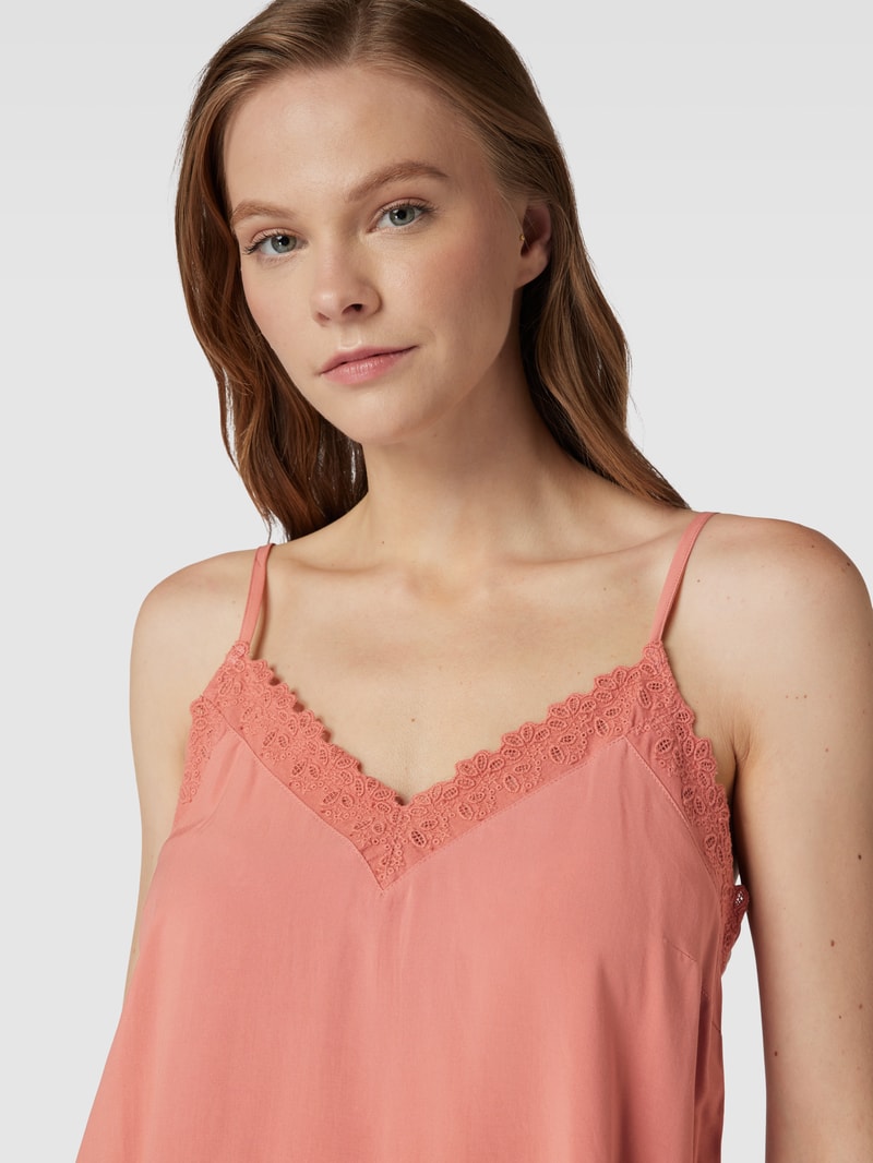Trägertop mit Spitzenbesatz Modell 'Lace' in terrakotta
