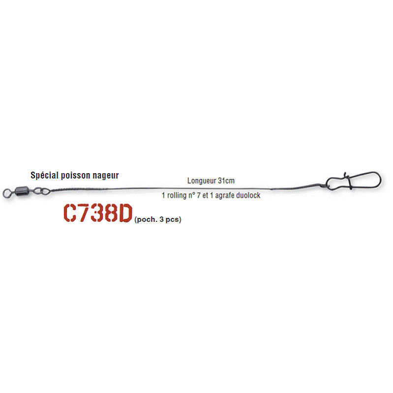 Bas de ligne carnassier monté carnassier cannelle avancon megaflex c738d 31cm (x3)