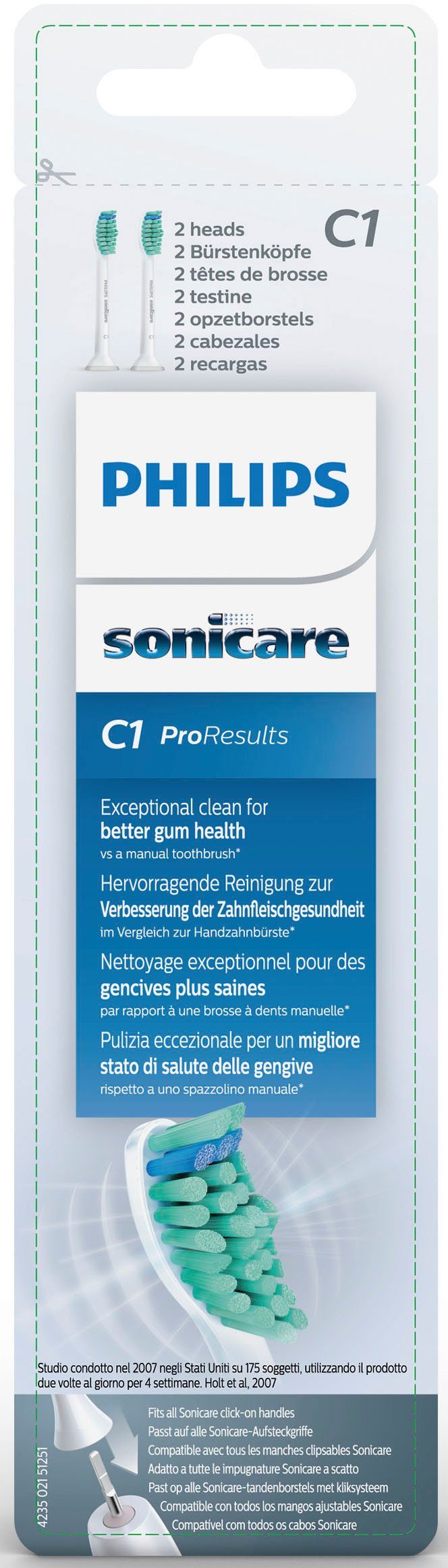 Philips Sonicare Aufsteckbürsten ProResults Standard, besonders weiter Schwingungsradius