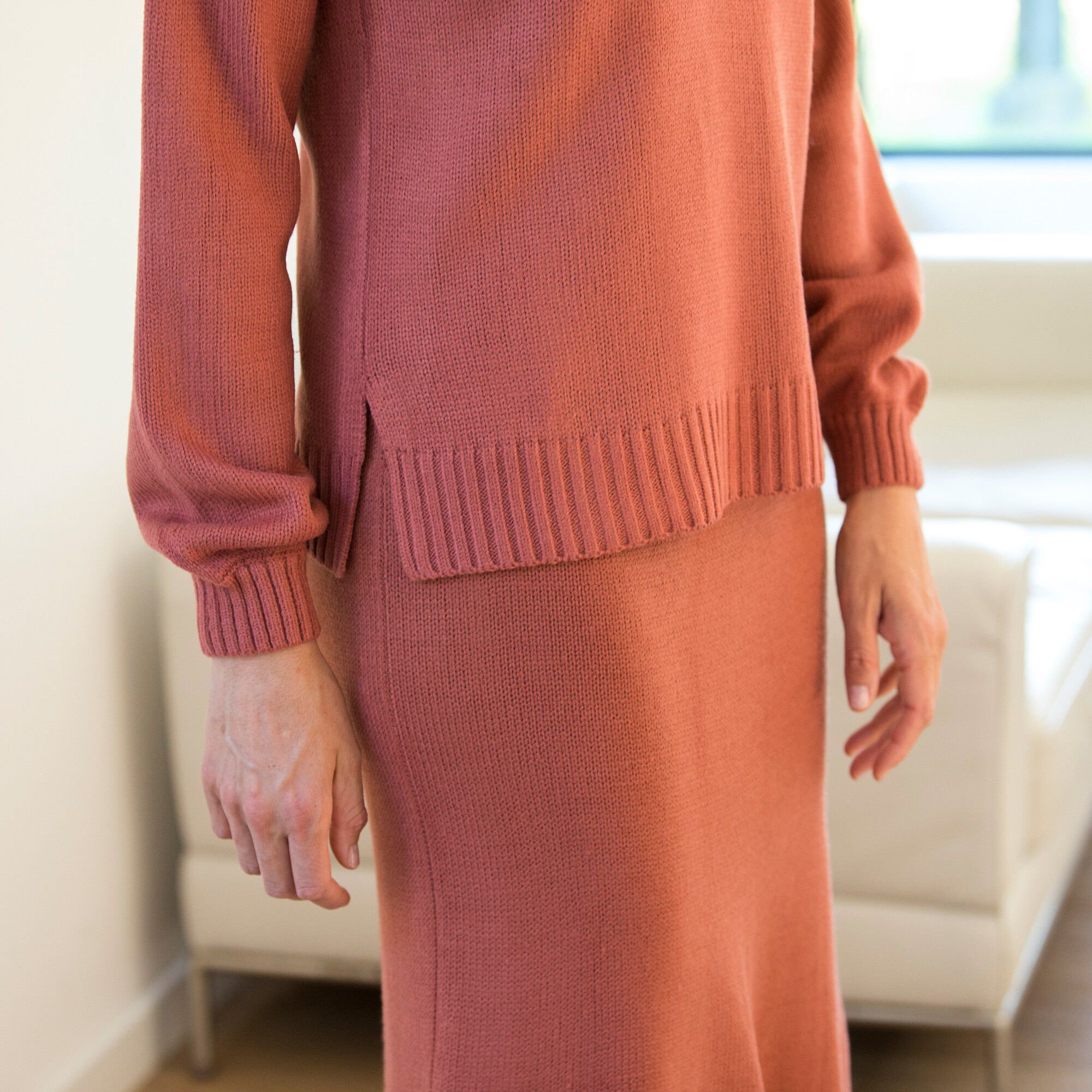 Jupe droite en tricot unie