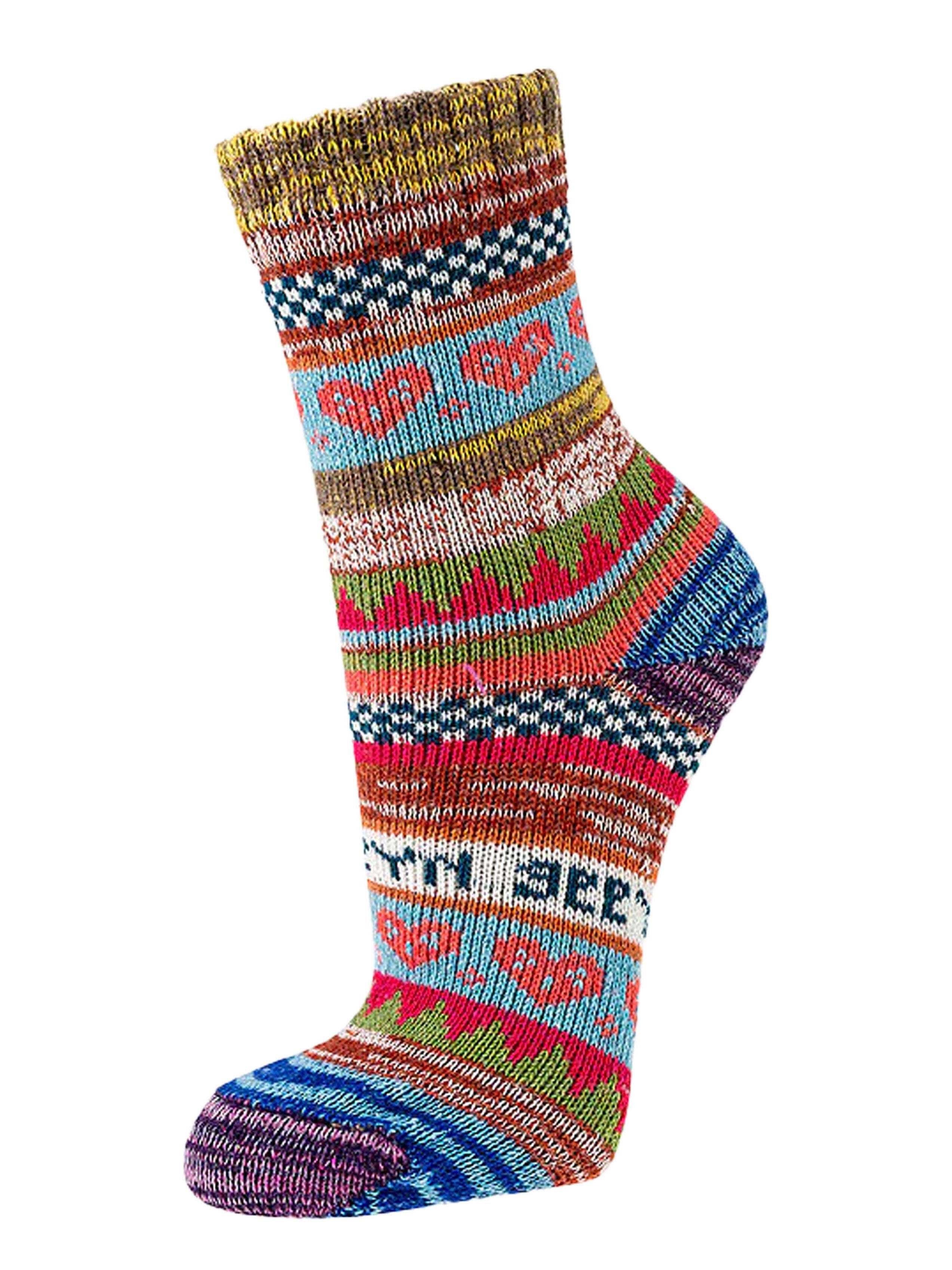 HomeOfSocks Socken Hygge Socken Für Herren Und Damen aus Baumwolle 3er Pack Baumwollsocken Mit Fröhlich Bunten Mustern Und Druckarmer Zehennaht