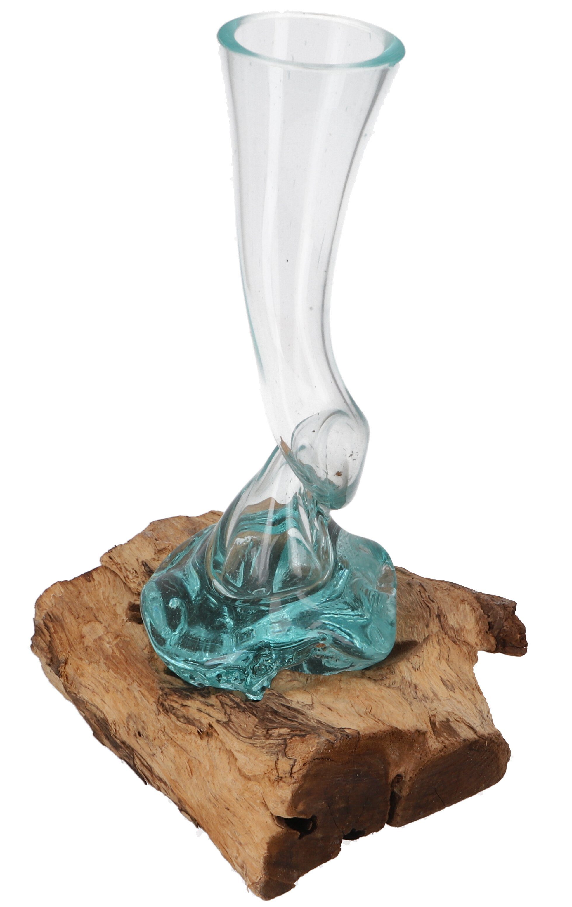 Guru-Shop Dekovase Spiralförmige Vase, Glasvase Wurzelholz - S1..