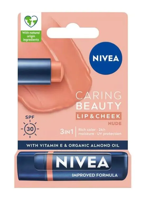 Nivea Caring Beauty 3-i-1 Nude læbepomade